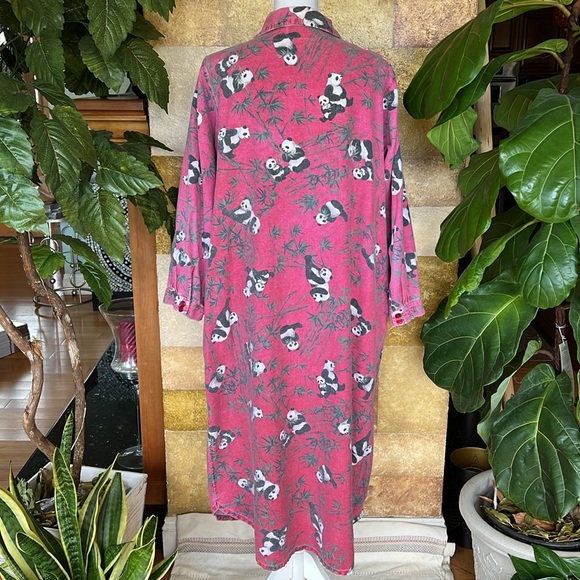 National Wildlife Federation Panda Pj Button Down 100% Cotton Night Gown Dress - Picture 8 of 13